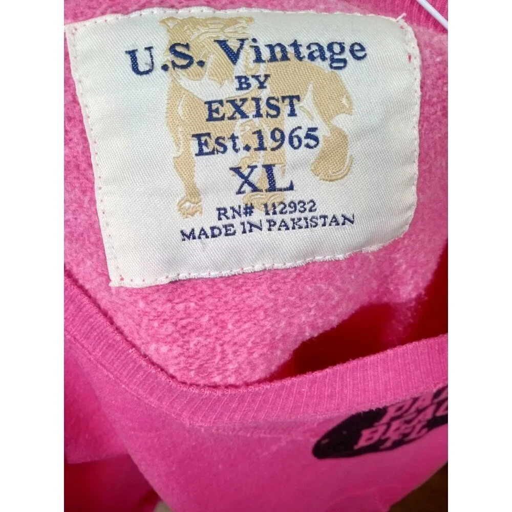 U.S. Vintage by Exist Palm Beach FL Hot Pink/Black Heart Womens Hooded Sweatshir